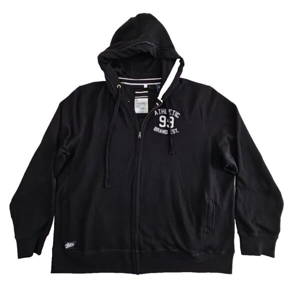 VTG Akademiks Full Zip Hoodie Black Drawstring Embroidered Y2K Streetwear EUC LN - Picture 1 of 14